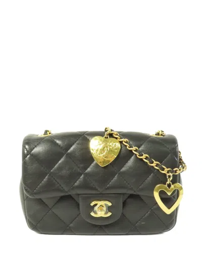 Pre-owned Chanel Mini Cc Heart-charm Shoulder Bag In Black