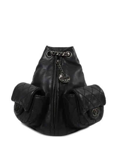 Pre-owned Chanel Mini Cc Multi-pockets Backpack In Black