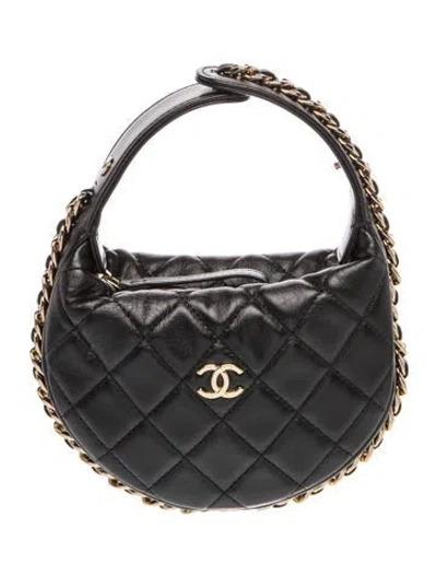 Pre-owned Chanel Mini Chain Around Pouch In Black