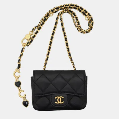 Pre-owned Chanel Mini Chain Belt Bag In Black