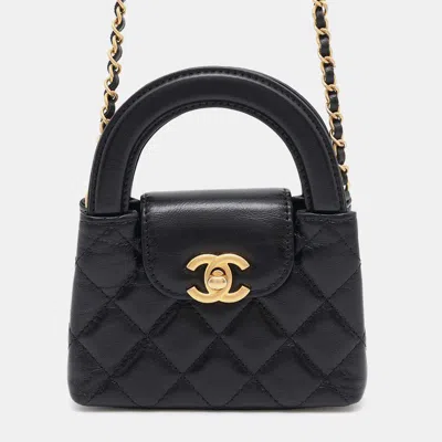 Pre-owned Chanel Mini Chain Clutch Shoulder Bag Black Aged Calf Leather
