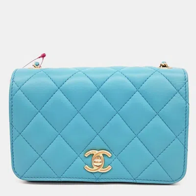 Pre-owned Chanel Mini Chain Crossbody Bag In Blue