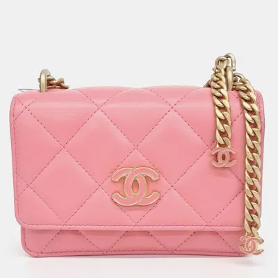 Pre-owned Chanel Mini Chain Crossbody Bag In Pink