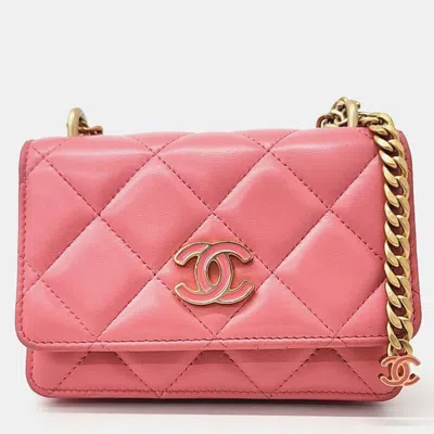 Pre-owned Chanel Mini Chain Shoulder Bag In Pink