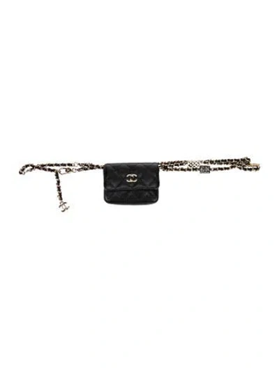 Pre-owned Chanel Mini Charms Belt Bag In Black