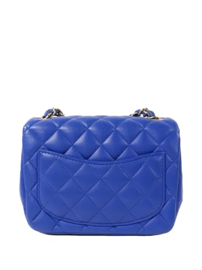 Pre-owned Chanel Mini Classic 17 Cc Turn-lock Crossbody Bag In Blue