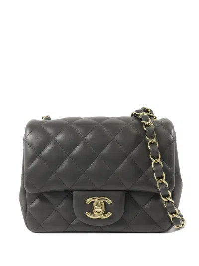Pre-owned Chanel Mini Classic 17 Cc Turn-lock Crossbody Bag In Gray