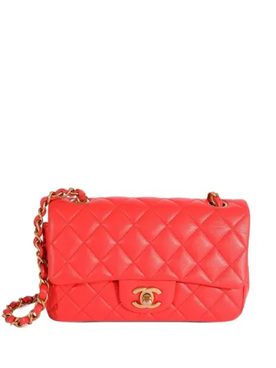 Pre-owned Chanel Mini Classic Flap Shoulder Bag In Pink