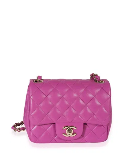 Pre-owned Chanel Mini Classic Flap Shoulder Bag In Purple
