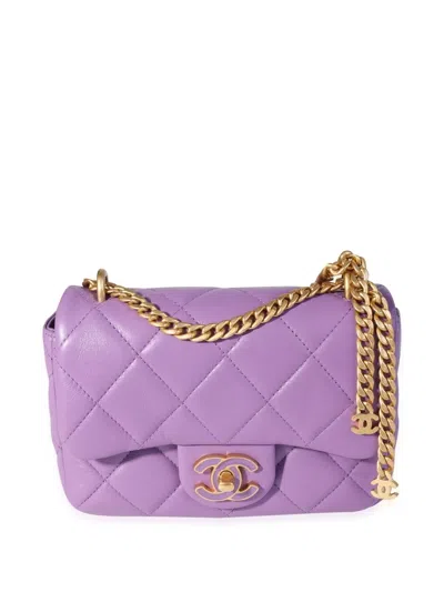 Pre-owned Chanel Mini Classic Flap Square Shoulder Bag In Purple