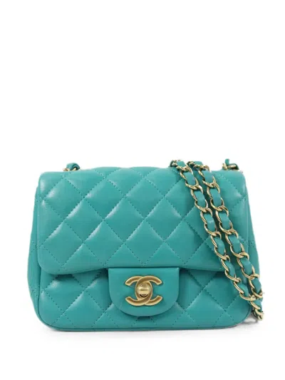 Chanel Mini Classic Shoulder Bag In Green