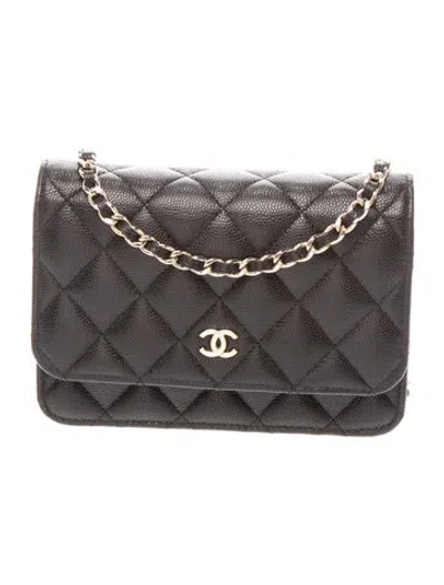 Pre-owned Chanel Mini Classic Wallet On Chain In Black