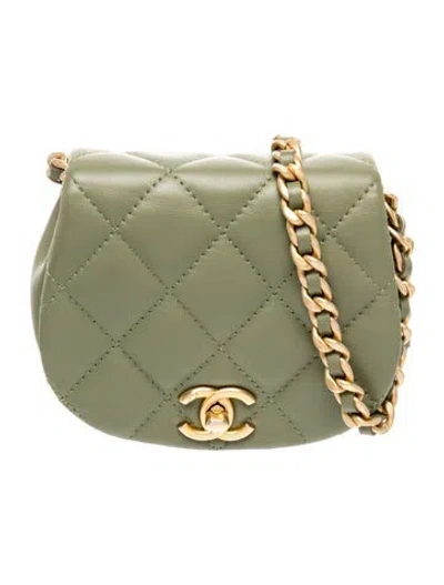 Pre-owned Chanel Mini Coco Mail Bag In Green