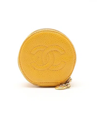 Chanel Mini Coco Mark Caviar Vanity Case In Yellow