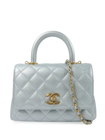 Chanel Mini Coco Tote Bag In Silver