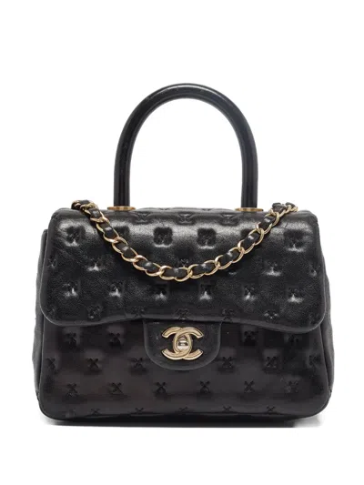 Pre-owned Chanel Mini Cross Stitch Leather Paris-rome Coco Tote Bag
