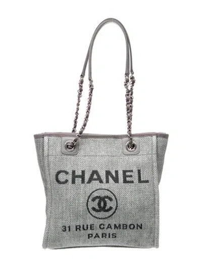 Pre-owned Chanel Mini Deauville Tote In Grey