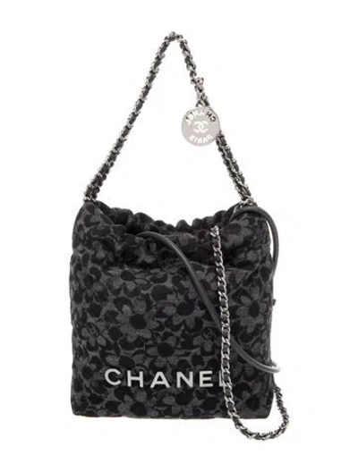 Pre-owned Chanel Mini Denim 22 Hobo In Black