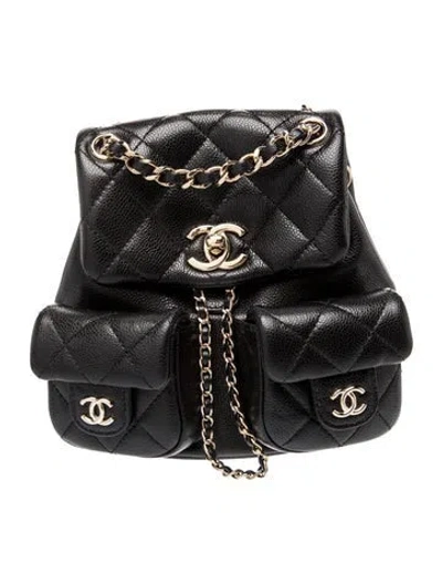 Pre-owned Chanel Mini Duma Backpack In Black