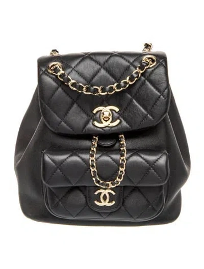 Pre-owned Chanel Mini Duma Backpack In Black