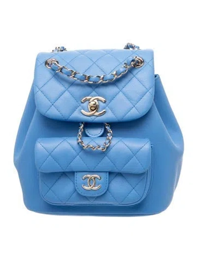 Pre-owned Chanel Mini Duma Backpack In Blue