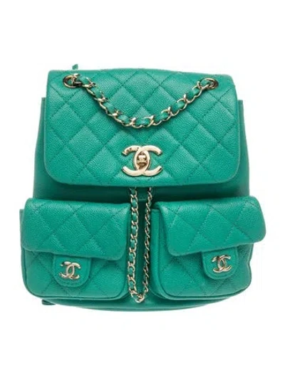 Pre-owned Chanel Mini Duma Backpack In Green