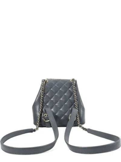 Pre-owned Chanel Mini Duma Quilted Backpack In Grey