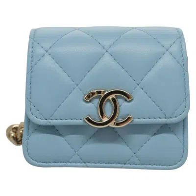 Pre-owned Chanel Mini Flap Bag Blue Leather Shoulder Bag ()