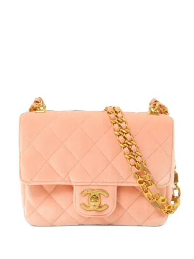 Chanel Mini Flap Cc Turn-lock Quilted Velvet Shoulder Bag In Blue