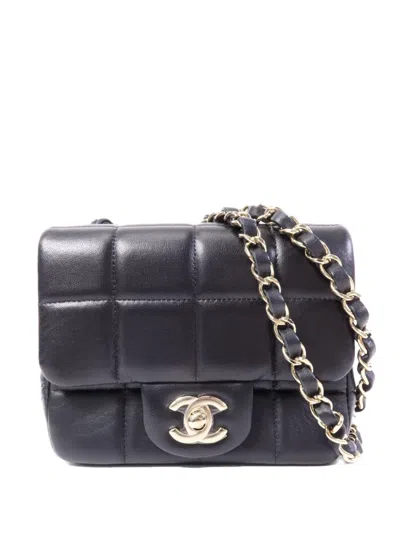 Pre-owned Chanel Mini Flap Chocolate Bar Cc Turn-lock Shoulder Bag In Black