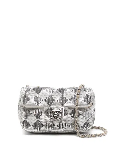 Pre-owned Chanel Mini Flap Shoulder Bag In Silver