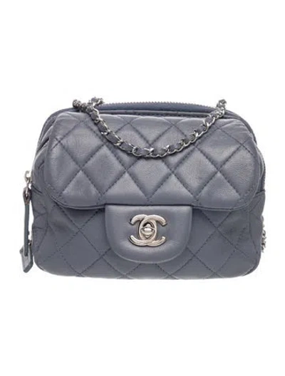 Pre-owned Chanel Mini Flap Wallet On Chain In Blue