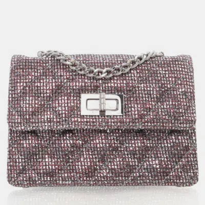 Pre-owned Chanel Mini Glitter Canvas Mademoiselle 2.55 Flap Bag In Multicolor