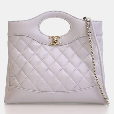 Pre-owned Chanel Mini Grey Aged Calfskin 31 Shopping Bag In Gray