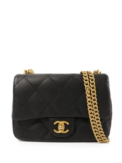 Pre-owned Chanel Mini Heart Crush Flap Shoulder Bag In Black