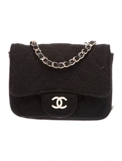 Pre-owned Chanel Mini Jersey Belt Bag In Black