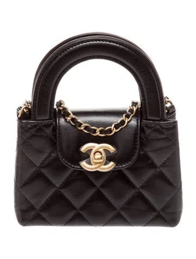 Pre-owned Chanel Mini Kelly Nano Shopper In Black