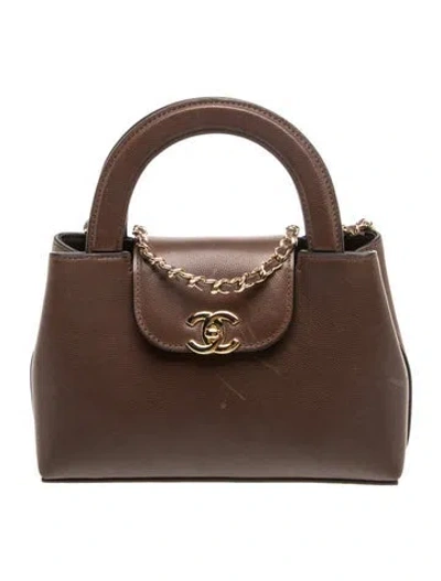 Pre-owned Chanel Mini Kelly Shopper Bag In Brown