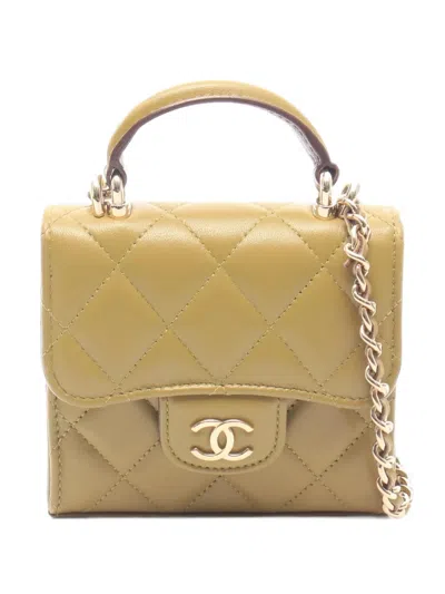 Pre-owned Chanel Mini Matelassá Chain Clutch Bag In Neutrals