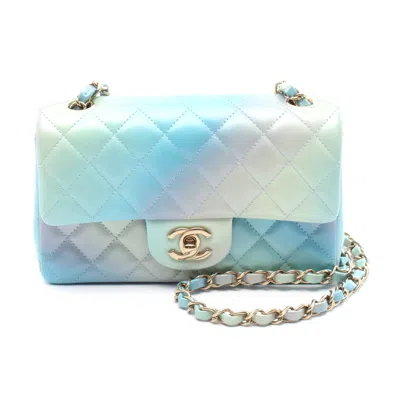 Pre-owned Chanel Mini Matelasse 20 Leather Shoulder Bag In Blue