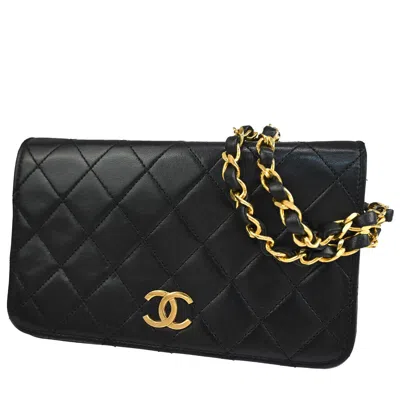 Pre-owned Chanel Wallet On Chain Black Leather Shoulder Bag ()