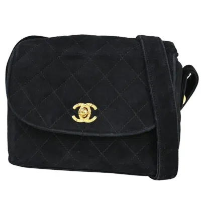 Pre-owned Chanel Mini Matelassé Black Suede Shoulder Bag ()