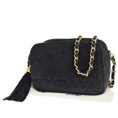 Pre-owned Chanel Mini Matelassé Black Suede Shoulder Bag ()
