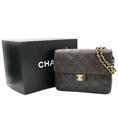Pre-owned Chanel Mini Matelassé Brown Leather Shoulder Bag ()