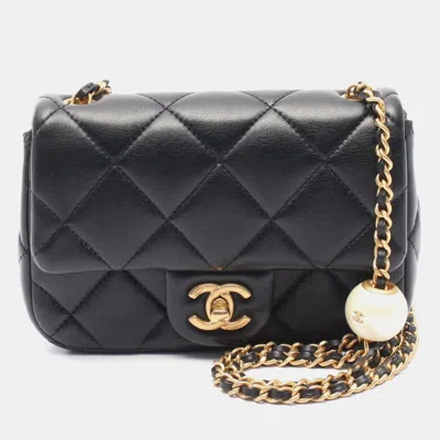 Pre-owned Chanel Mini Matelasse Chain Shoulder Bag Leather Black Ghw Cc