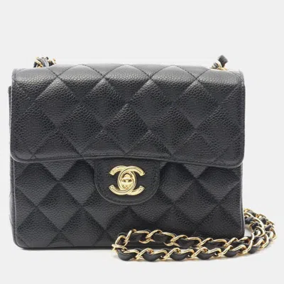 Pre-owned Chanel Mini Matelasse Chain Shoulder Bag Leather Black Ghw Cc