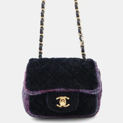Pre-owned Chanel Mini Matelasse Chain Shoulder Bag Purple Wool