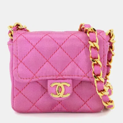 Pre-owned Chanel Mini Matelasse Chain Shoulder Bag Satin Pink Gold Metal Fittings Minimini