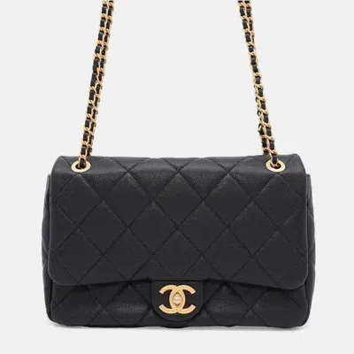 Pre-owned Chanel Mini Matelasse Flap Bag Black Caviar Leather