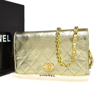 Pre-owned Chanel Mini Matelassé Gold Leather Shoulder Bag ()